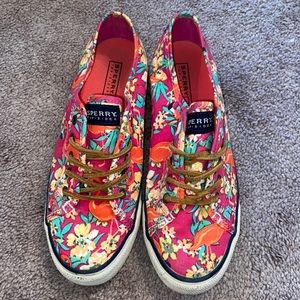 sperry floral/flamingo shoes